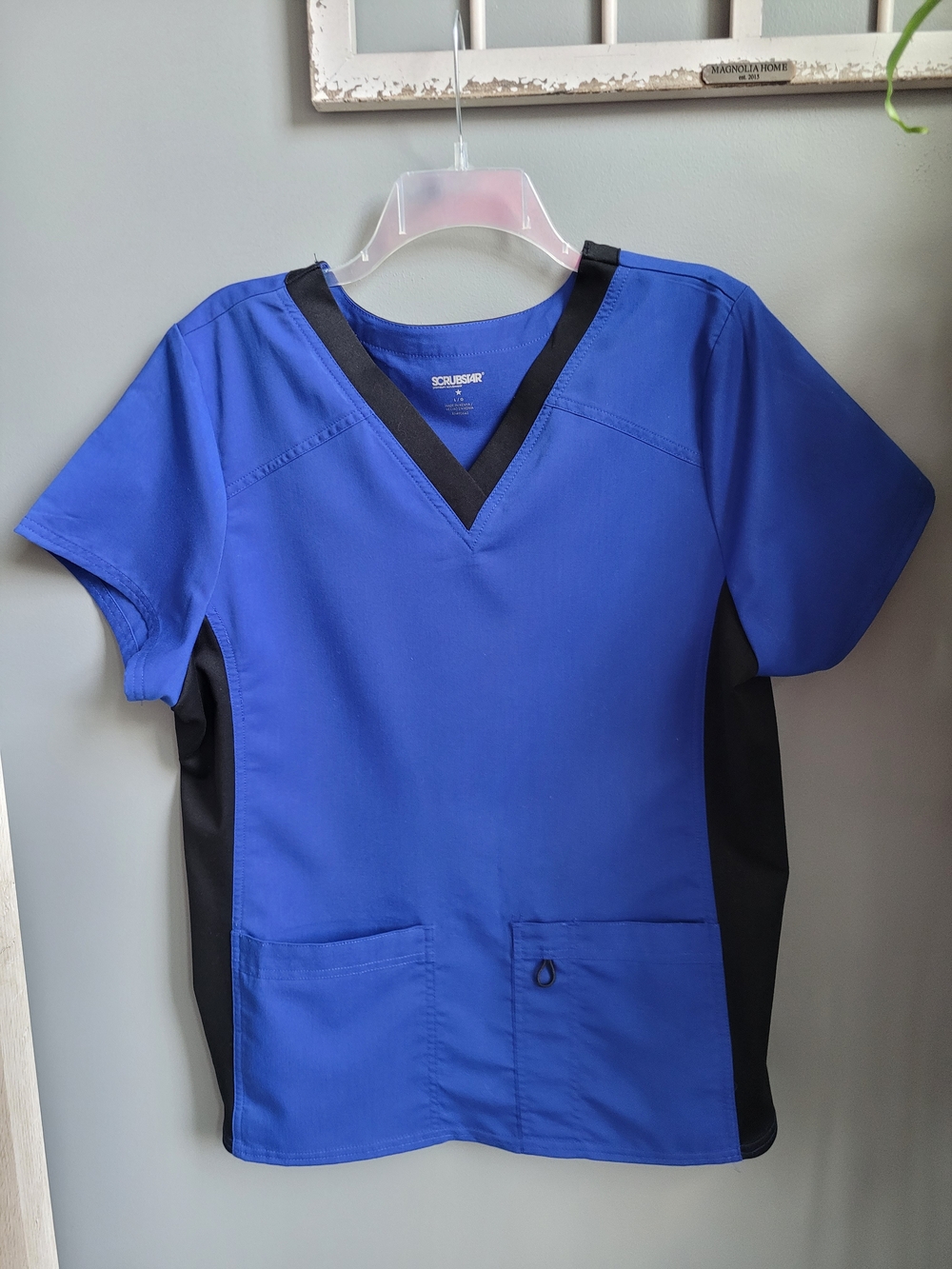 Scrubstar Women's V-Neck Medical Scrub Top in Royal Blue/Black